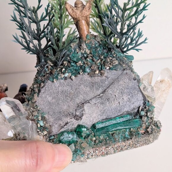 Nativity Scene in Natural Colombian Emeralds, Pyrite,...